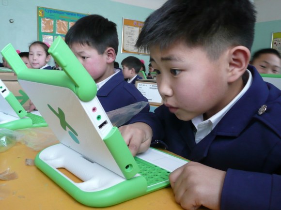 Offline Wikipedia outreach in Mongolia will integrate offline English and Mongolian Wikipedias into classroom curriculum. Photo by One Laptop per Child, CC BY-SA 2.0.