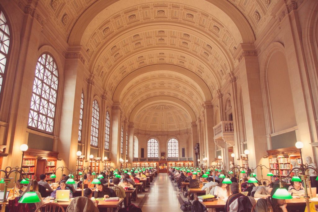 The reading room at the Boston Public Library