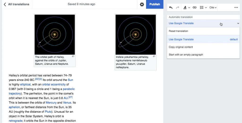 You Can Now Use Google Translate To Translate Articles On Wikipedia Wikimedia Foundation