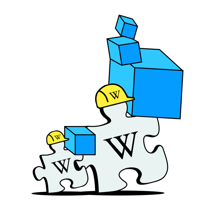 An illustration of two Wikipedia puzzle pieces, each carrying a piece of information.