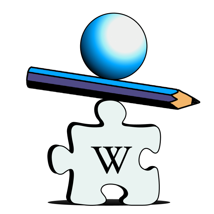 An illustration featuring a Wikipedia puzzle piece alongside a pen.